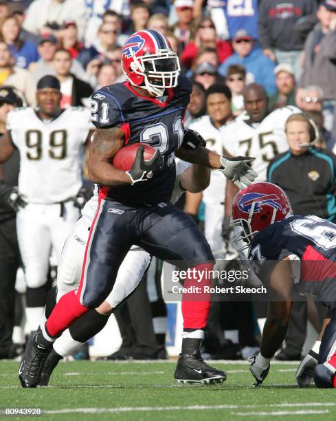 Buffalo Bills running back Willis McGahee runs upfield during game between the Buffalo Bills and the Jacksonville Jaguars at Ralph Wilson Stadium in...