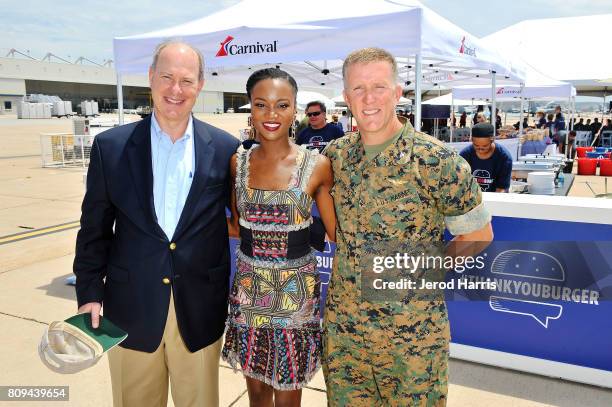 Carnival Cruise Lines Chief Maritime Officer Vice Admiral William Burke, Carnival Vista Godmother and former Miss USA Deshauna Barber and MCAS...