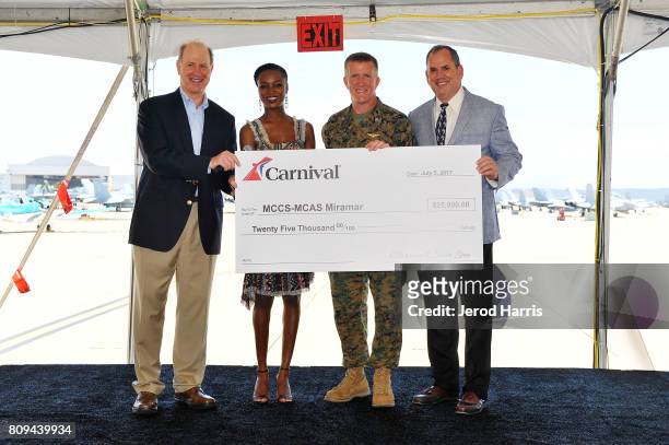 Carnival Cruise Lines Chief Maritime Officer Vice Admiral William Burke, Carnival Vista Godmother and former Miss USA Deshauna Barber, MCAS Miramar...