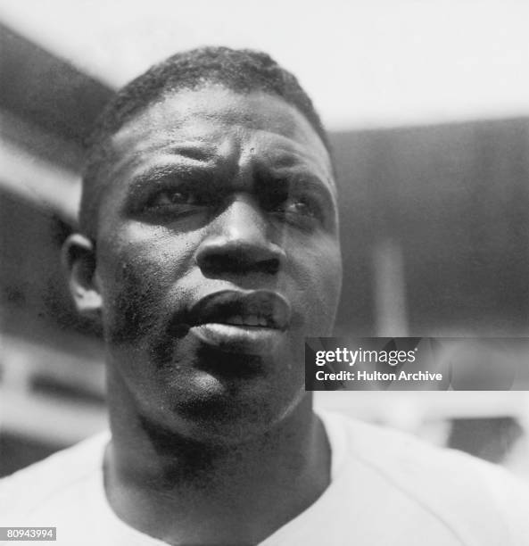 American baseball player Jackie Robinson during his time with the Brooklyn Dodgers, 28th August 1949.