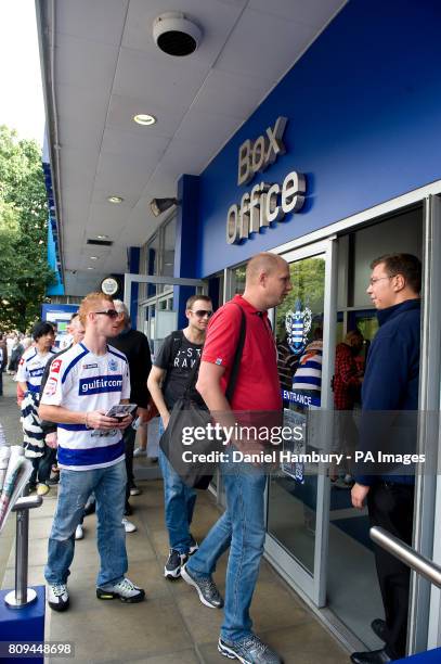 Fans queue outside the Queens Park Rangers Box Office