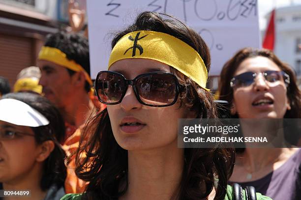 Berber activists demonstrate during the Labour Day rally on May 1, 2008 in Casablanca called by Democratic confederation of Labour....
