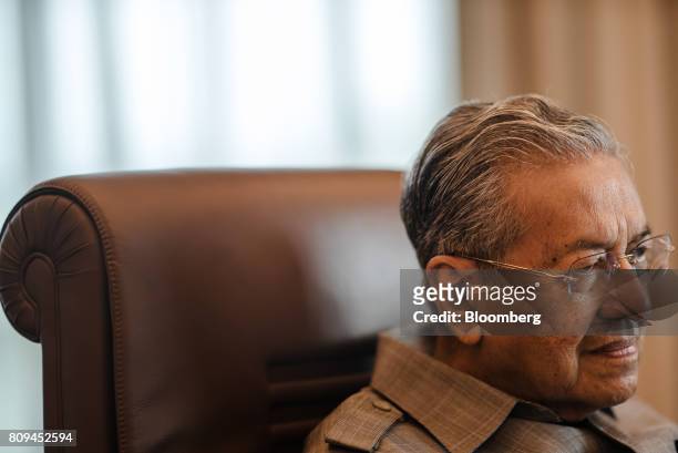 Mahathir Mohamad, Malaysia's former prime minister, listens during an interview in Kuala Lumpur, Malaysia, on Friday, June 23, 2017. Mahathir hasn't...