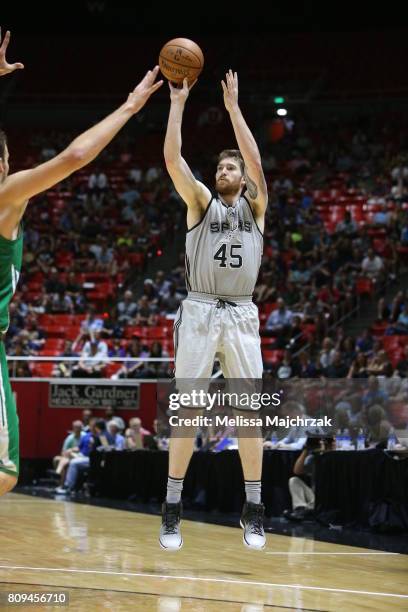 Shayne Whittington of the San Antonio Spurs shoots the ball against the Boston Celtics on July 5, 2017 at Jon M. Huntsman Center in Salt Lake City,...