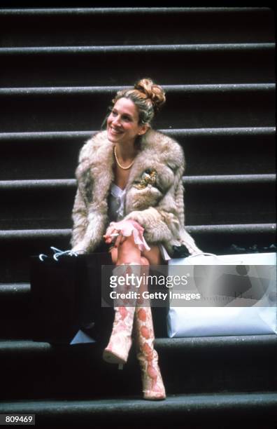 Actress Sarah Jessica Parker acts in a scene from the HBO television series "Sex and the City" third season, episode "Where There's Smoke".