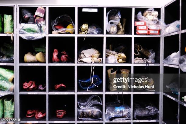 General atmosphere in the dressing room at Cirque Du Soleil "OVO" rehearsals at Barclays Center of Brooklyn on July 5, 2017 in New York City.
