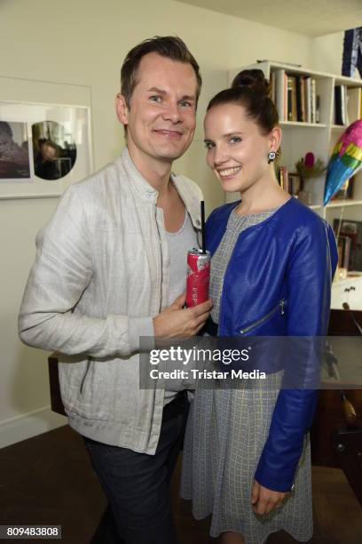 Malte Arkona and wife Anna-Maria Arkona attend the Klambt Fashion Cocktail in Berlin at Soho House on July 5, 2017 in Berlin, Germany.