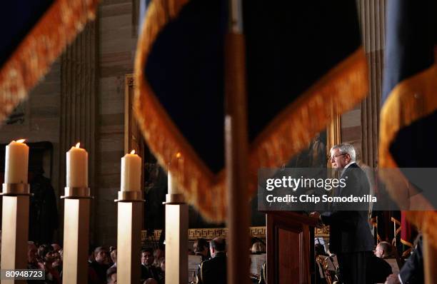 White House Chief of Staff Joshua Bolten delivers the keynote address during the Days of Remembrance Program in the U.S. Capitol Rotunda May 1, 2008...