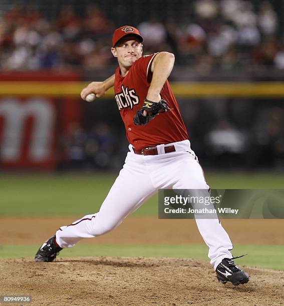 Max Scherzer of the Arizona Diamondbacks pitches in his major league debut during the game against the Houston Astros at Chase Field in Phoenix,...