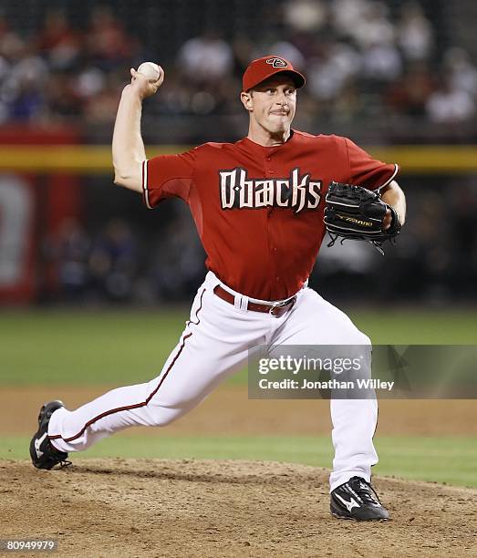 Max Scherzer of the Arizona Diamondbacks pitches in his major league debut during the game against the Houston Astros at Chase Field in Phoenix,...