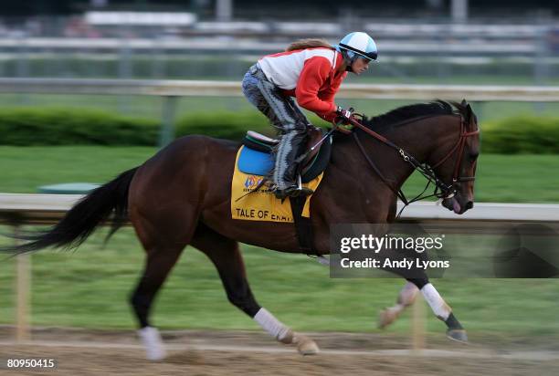 Tale of Ekati runs on the track during the morning training for the Kentucky Derby at Churchill Downs May 1, 2008 in Louisville, Kentucky.