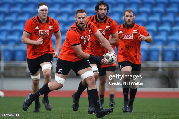 Kieran Read of the All Blacks during a New Zealand All Blacks training session at Trusts Stadium on July 6, 2017 in Auckland, New Zealand.