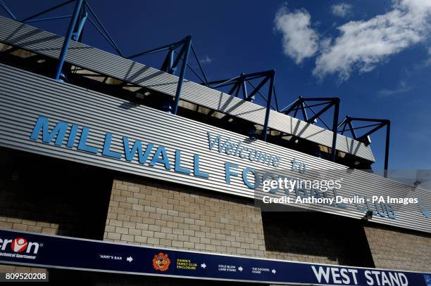 General view of the entrance to the New Den, home of Millwall