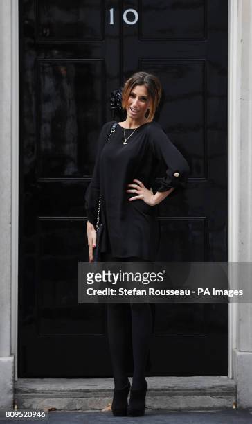 Singer Stacey Solomon arrives at 10 Downing Street for a reception hosted by the Prime Minister to celebrate the Spirit of London awards.