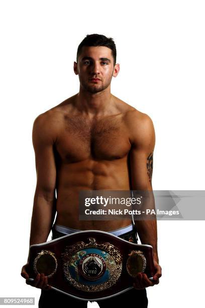 Boxer Nathan Cleverly poses for a feature photograph after the launch of Box Nation during a Press Conference at the O2 Arena, London.