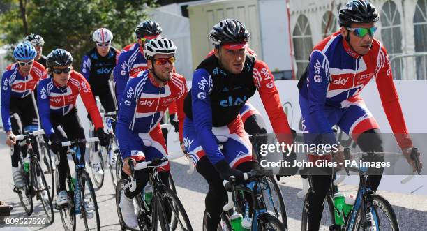 Great Britain's Mark Cavendish one of the favorites for the World Road Race Championships out training with the GB Team on the course near Copenhagen...