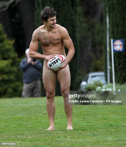 Member of the New Zealand Nude Blacks during their naked rugby match against the Romanian Vampires at Larnach Castle, near Dunedin, New...