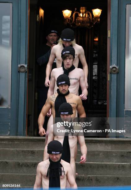 The New Zealand Nude Blacks prepare for their naked rugby match against the Romanian Vampires at Larnach Castle, near Dunedin, New Zealand, New...