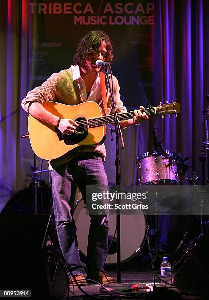 Musician Jack Savoretti performs at the Tribeca ASCAP Music Lounge held at the Canal Room during the 2008 Tribeca Film Festival on May 1, 2008 in New...