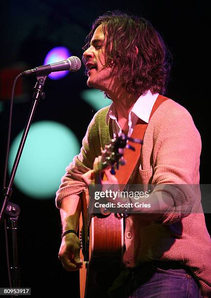 Musician Jack Savoretti performs at the Tribeca ASCAP Music Lounge held at the Canal Room during the 2008 Tribeca Film Festival on May 1, 2008 in New...