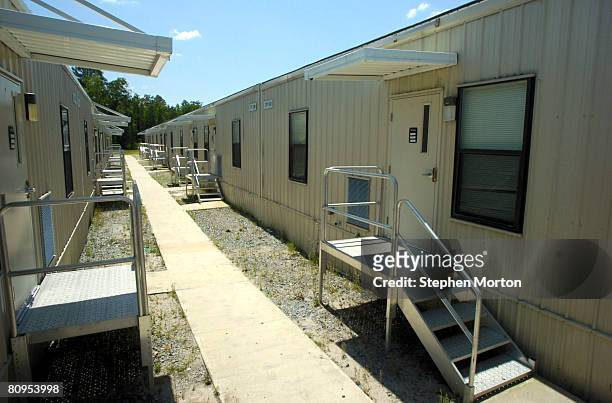 Modular barracks units used by the U.S. Army 3rd Infantry Division are shown during a tour May 1, 2008 in Fort Stewart, Georgia. The temporary...