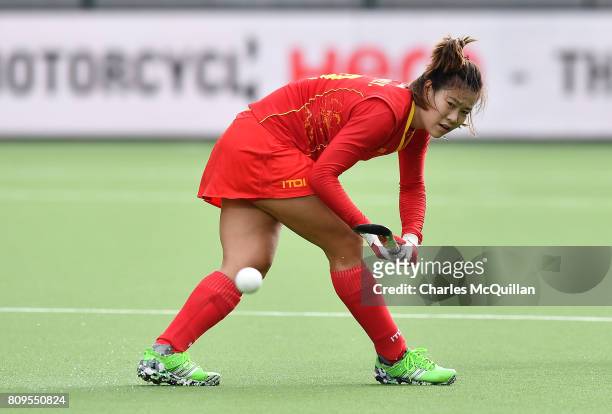 Meiyu Liang of China during the Fintro Hockey World League Semi-Final tournament on July 2, 2017 in Brussels, Belgium.