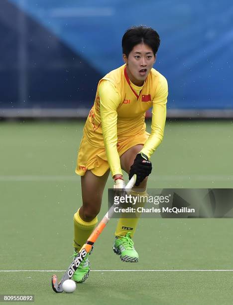 Xiaoxue Zhang of China during the Fintro Hockey World League Semi-Final tournament on June 27, 2017 in Brussels, Belgium.
