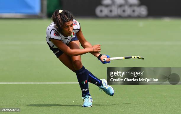 Dalila Mirabella of Italy during the Fintro Hockey World League Semi-Final tournament on June 27, 2017 in Brussels, Belgium.