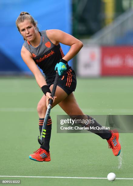 Xan de Waard of the Netherlands during the Fintro Hockey World League Semi-Final tournament on July 2, 2017 in Brussels, Belgium.