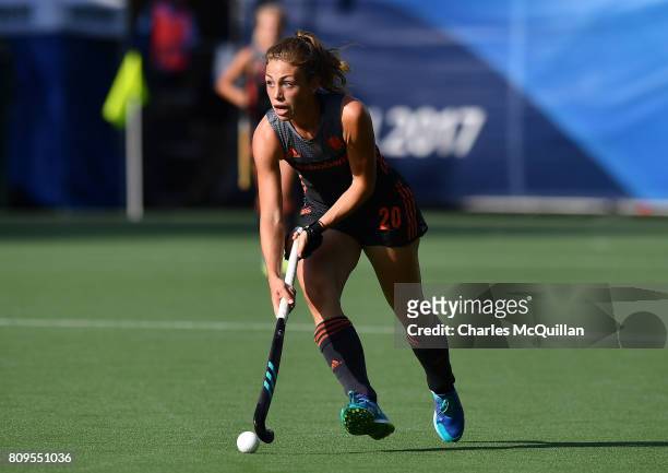 Laura Nunnink of the Netherlands during the Fintro Hockey World League Semi-Final tournament on July 2, 2017 in Brussels, Belgium.