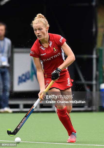 Emma Puvrez of Belgium during the Fintro Hockey World League Semi-Final tournament on July 2, 2017 in Brussels, Belgium.