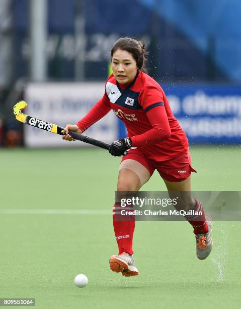 Hyejeong Shin of Korea during the Fintro Hockey World League Semi-Final tournament on July 2, 2017 in Brussels, Belgium.