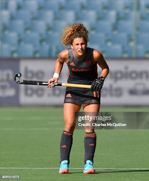 Maria Verschoor of the Netherlands during the Fintro Hockey World League Semi-Final tournament on July 2, 2017 in Brussels, Belgium.