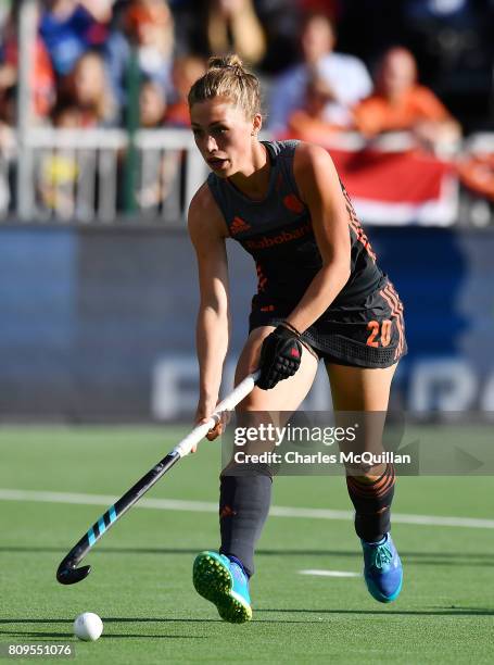 Laura Nunnink of the Netherlands during the Fintro Hockey World League Semi-Final tournament on July 2, 2017 in Brussels, Belgium.