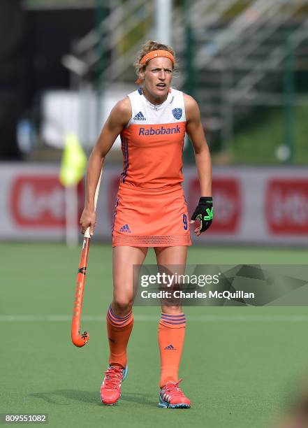 Carlien Dirkse van den Heuvel of the Netherlands during the Fintro Hockey World League Semi-Final tournament on June 27, 2017 in Brussels, Belgium.