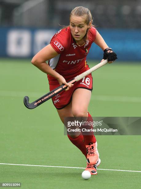 Louise Versavel of Belgium during the Fintro Hockey World League Semi-Final tournament on July 2, 2017 in Brussels, Belgium.