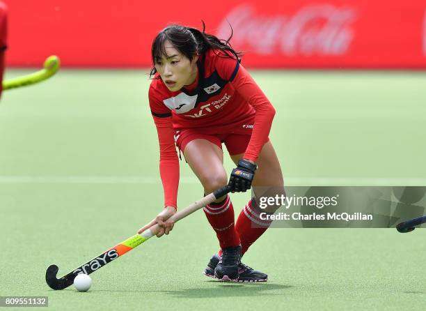 Youngsil Lee of Korea during the Fintro Hockey World League Semi-Final tournament on July 2, 2017 in Brussels, Belgium.