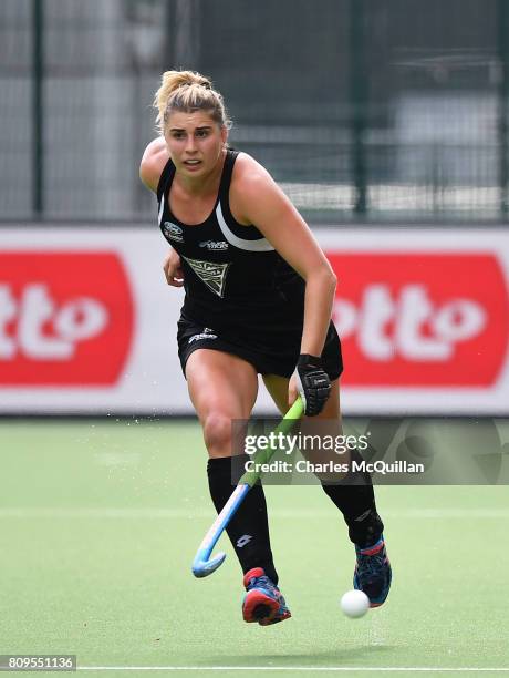 Olivia Merry of New Zealand during the Fintro Hockey World League Semi-Final tournament on July 2, 2017 in Brussels, Belgium.