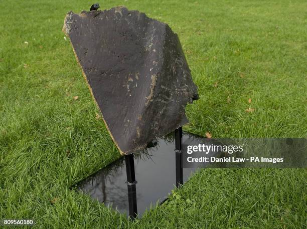 Part of the left buttock of the Saddam Hussein statue, that once stood in Al-Fardoss square in Baghdad, Iraq. The statue was pulled down by Marines...