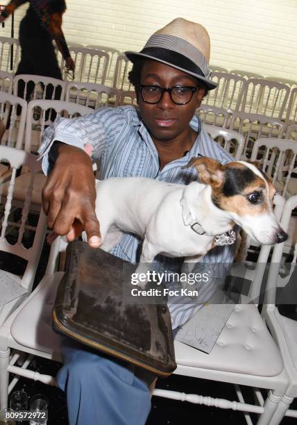 Marcellous Jones and his dog Pheadra attend the Jean Paul Gaultier Haute Couture Fall/Winter 2017-2018 show as part of Haute Couture Paris Fashion...