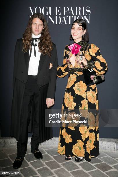 Maxime Sokolinski and his sister SoKo attend Vogue Foundation Dinner during Paris Fashion Week as part of Haute Couture Fall/Winter 2017-2018 at...