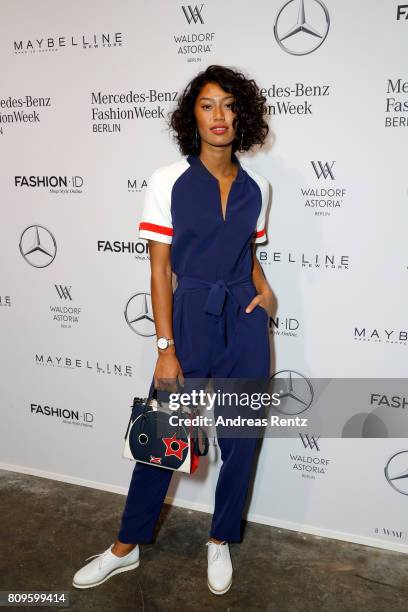 Model Anuthida Ploypetch attends the 'Designer for Tomorrow' show during the Mercedes-Benz Fashion Week Berlin Spring/Summer 2018 at Kaufhaus Jandorf...