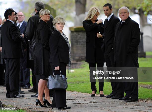 David Beckham's sister Joanna and mother Sandra attend the funeral of Pat Lampard at St Margaret's Church on May 2, 2008 in Barking, England.