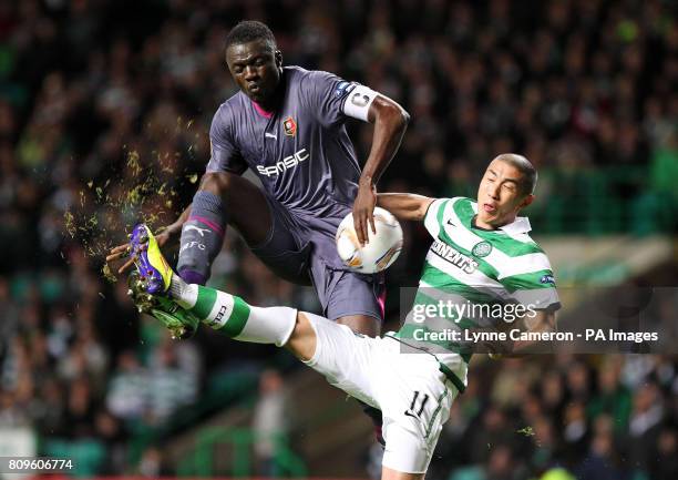 Stade Rennes' Kader Mangane and Celtic's Cha Du-Ri battle for the ball during the UEFA Europa League match at Celtic Park, Glasgow.