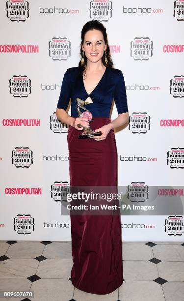 'Ultimate Newcomer' award winner Michelle Dockery in the press room at the Cosmopolitan Ultimate Women Awards at Banqueting House, Whitehall, London.