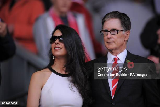 Liverpool's owner John W Henry and Linda Pizzuti during the Barclays Premier League match at Anfield, Liverpool.