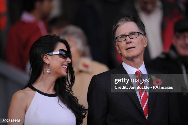 Liverpool's owner John W Henry and Linda Pizzuti during the Barclays Premier League match at Anfield, Liverpool.