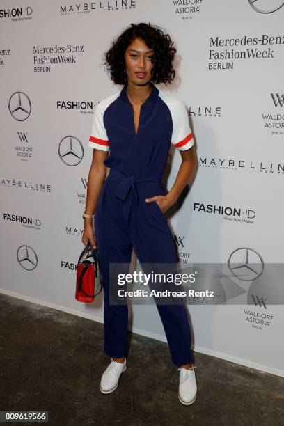 Model Anuthida Ploypetch attends the 'Designer for Tomorrow' show during the Mercedes-Benz Fashion Week Berlin Spring/Summer 2018 at Kaufhaus Jandorf...