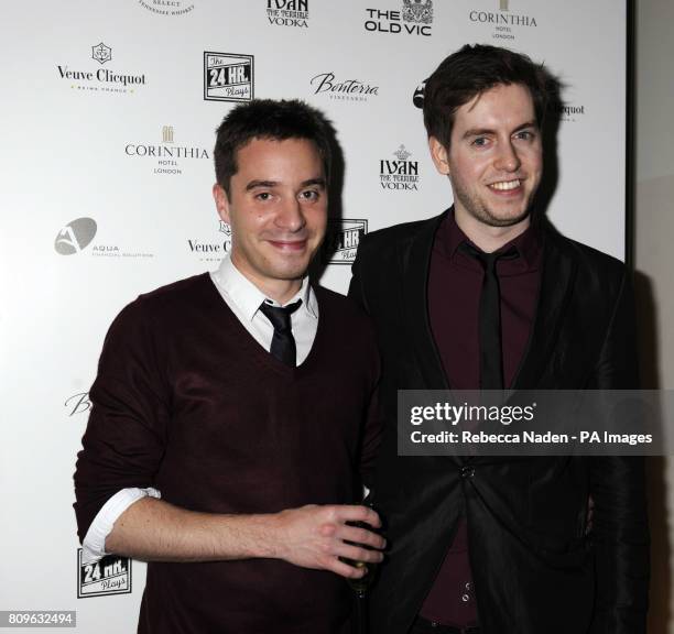 James Graham and Michael Bruce arrive at The Old Vic 24 Hour Plays celebrity gala aftershow party Plays at the Corinthia Hotel in central London....