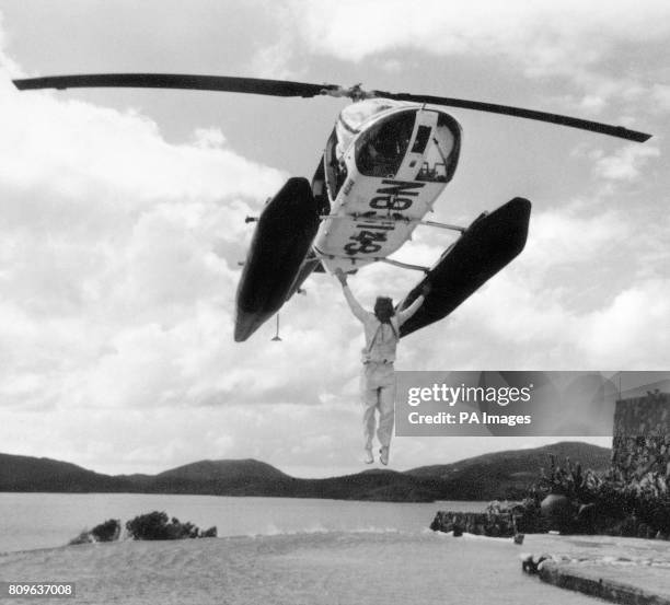 Virgin chairman Richard Branson arrives for his wedding to partner of 14 years, Joan Templeman, on the Caribbean island of Necker